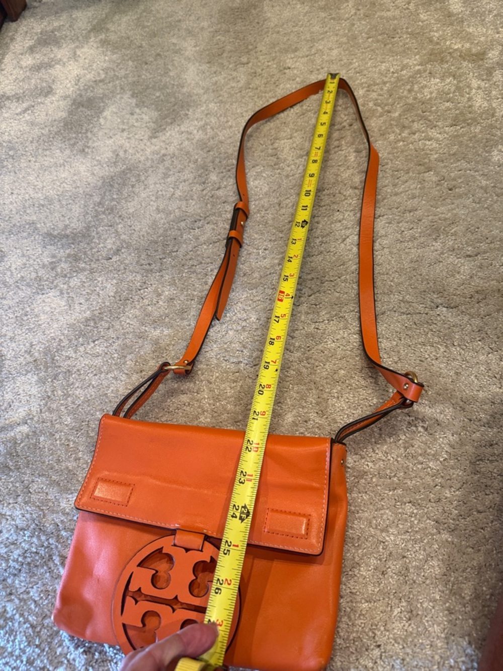 Tory Burch Bright Orange Leather Fleming-Inspired Crossbody - Picture 6 of 12